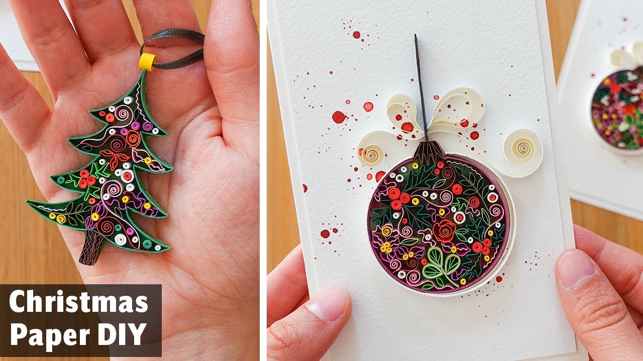 Christmas Paper Creations + Tree Ornaments | Quilling Card Art Ideas