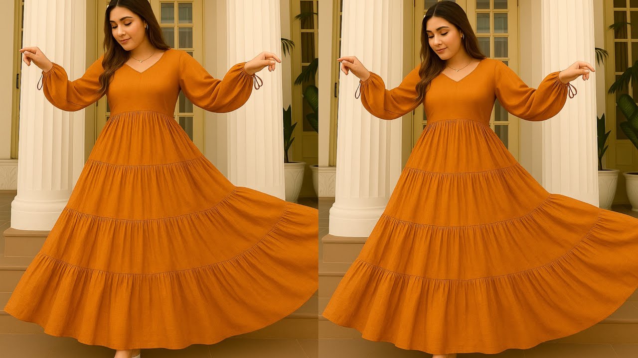 বড়দের চার লেয়ার গোল গাউন জামা কাটিং ও সেলাই 🥰 New Design Kurti Cutting And Stitching