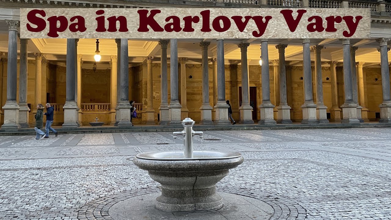 Spa treatment in Karlovy Vary, Czech Republic. Hot thermal mineral water springs.