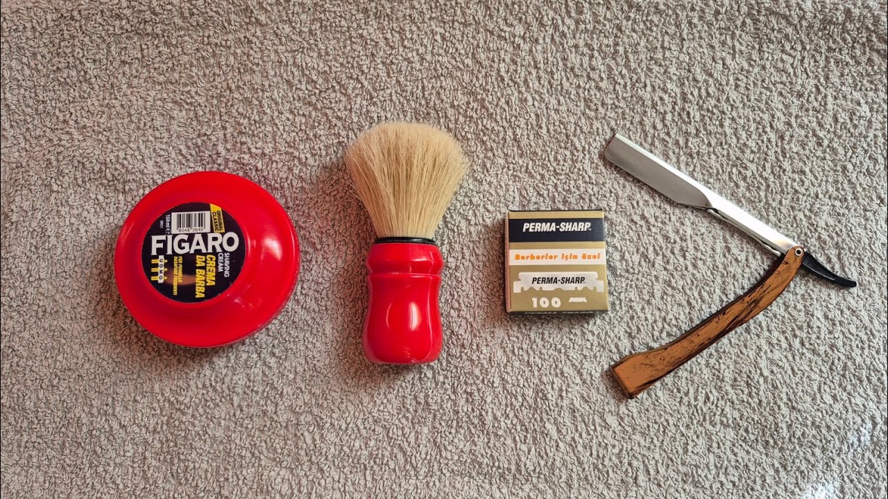 Zaza Ahşap Görünümlü Ustura, Omega 10049 Domuz Kılı Fırça, Figaro Sabun,