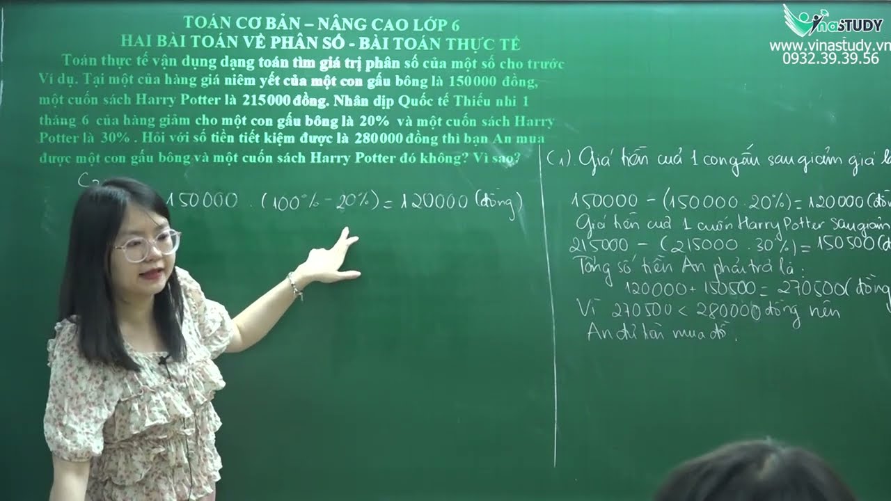 Toán lớp 6 - Hai bài toán về phân số - Bài toán thực tế - Cô Trần Thu Trang - Vinastudy.vn