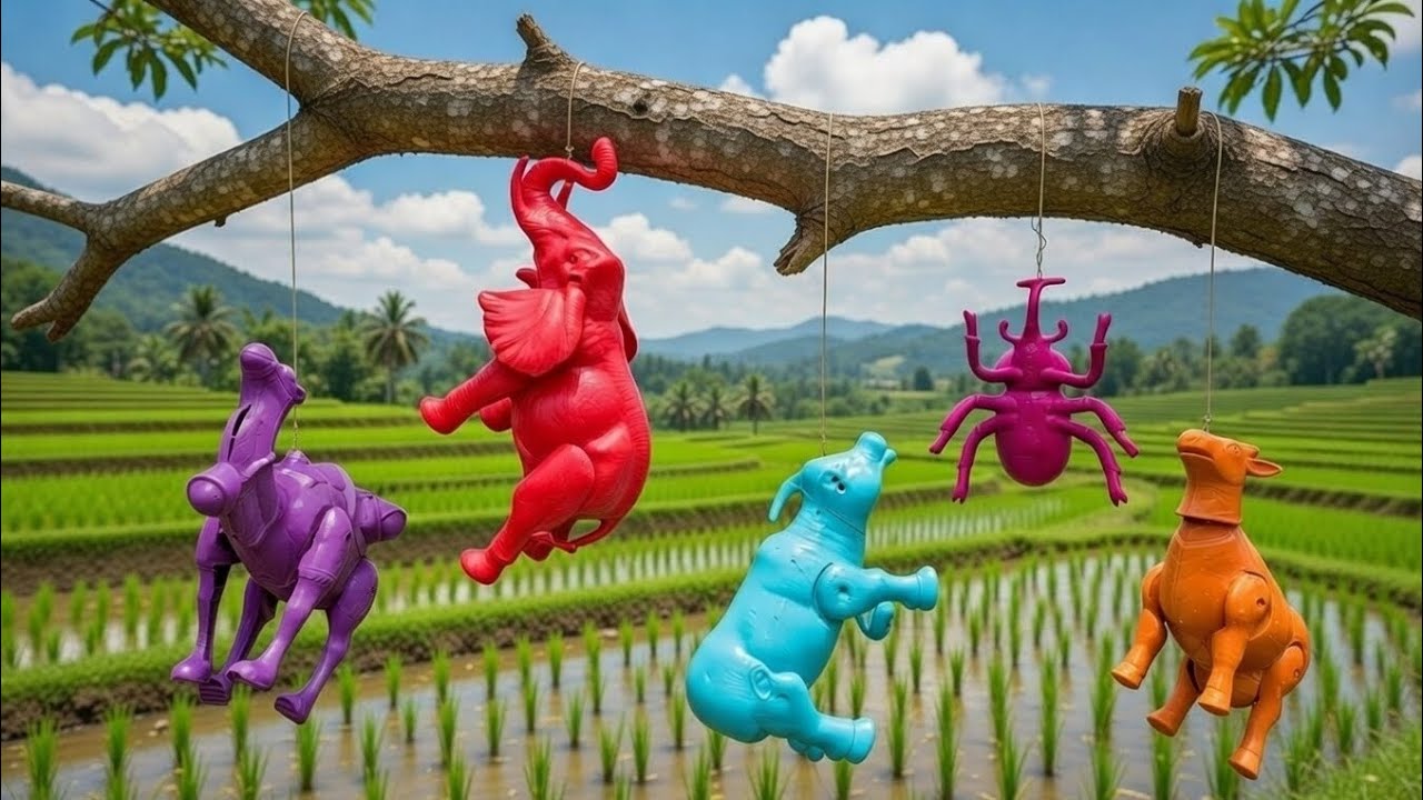 AYO! Membersihkan mainan hewan, sapi, bebek, angsa, ayam, gajah, singa, unta, buaya, ular, kangguru.
