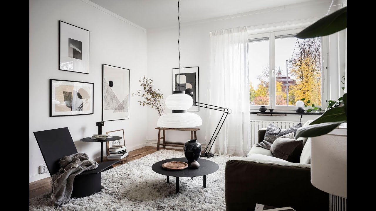 Warm monochrome Scandinavian Studio Apartment home tour