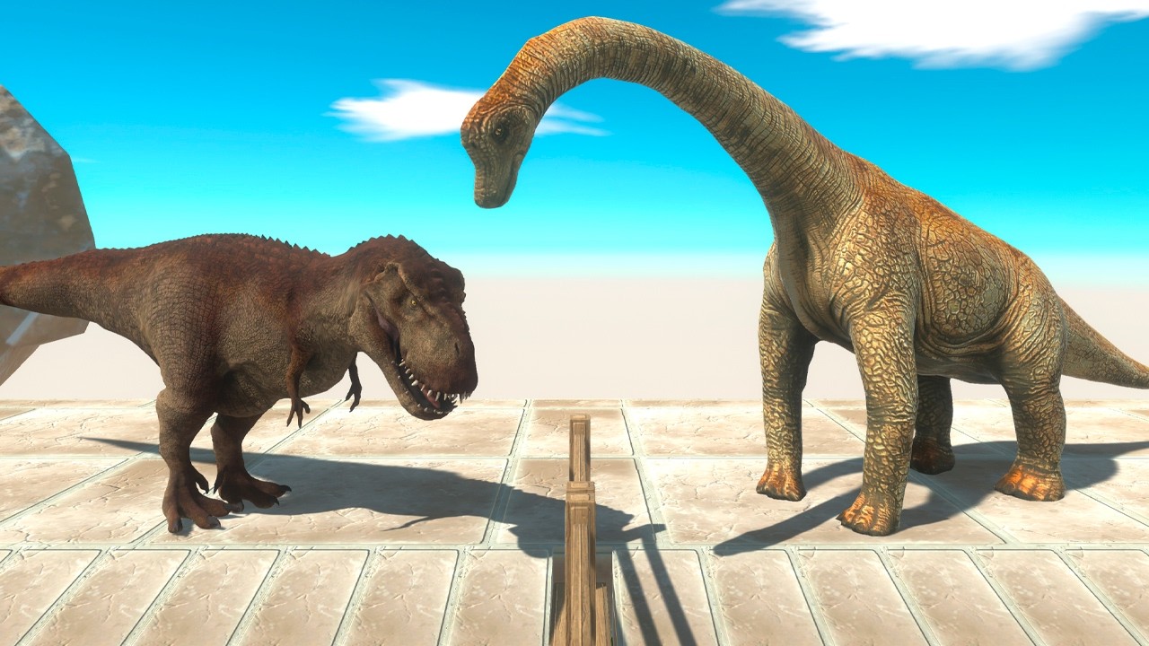 T Rex vs Brachiosaurus - Who is Faster and Stronger? - Animal Revolt Battle Simulator