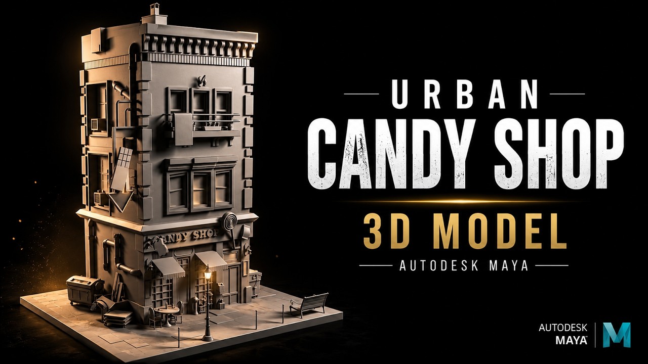 Tutorial of candy store in Autodesk Maya | Easy steps to create Lamp | background modeling