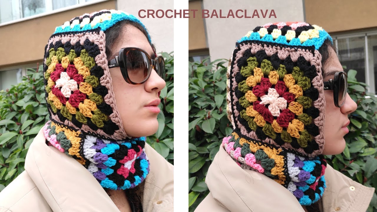 CROCHET BALACLAVA WITH GRANNY SQUARES ✔  EASY AND BEGINNER FRIENDLY CROCHET BALACLAVA TUTORIAL ✔