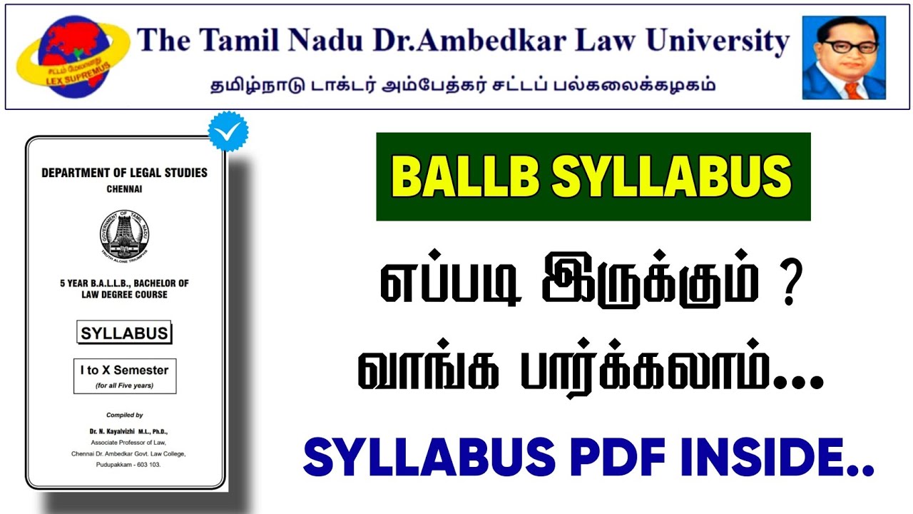 5 Year BA.LLB Updated Syllabus | Law College Syllabus in Tamil | TNDALU 5 Year BALLB Subjects..