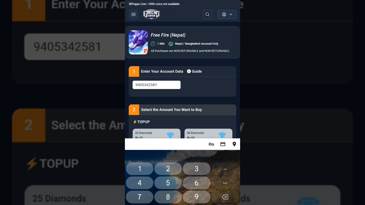 #freefire diamond How To Topup Free Fire With esewa 1 Min💎💎 #gamepay #pushgaming #onlinegames