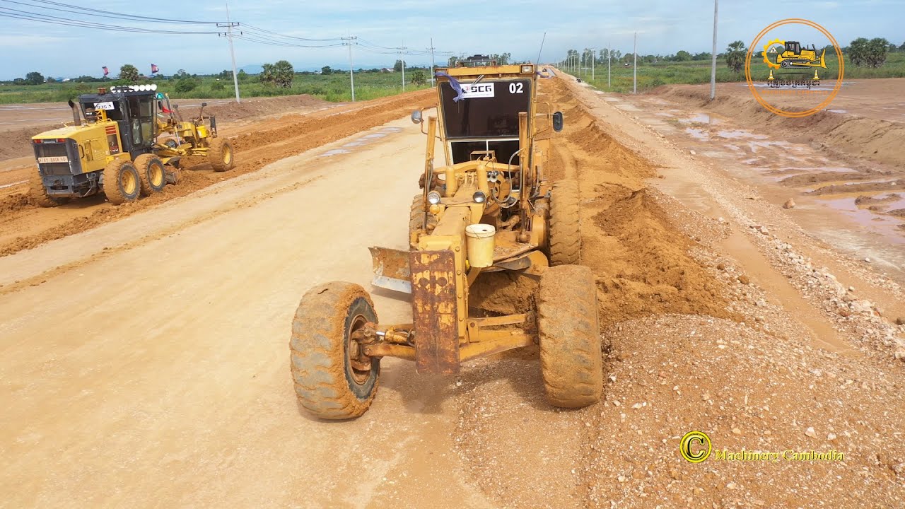 Komatsu Motor Grader Grading Work Big Road Construction