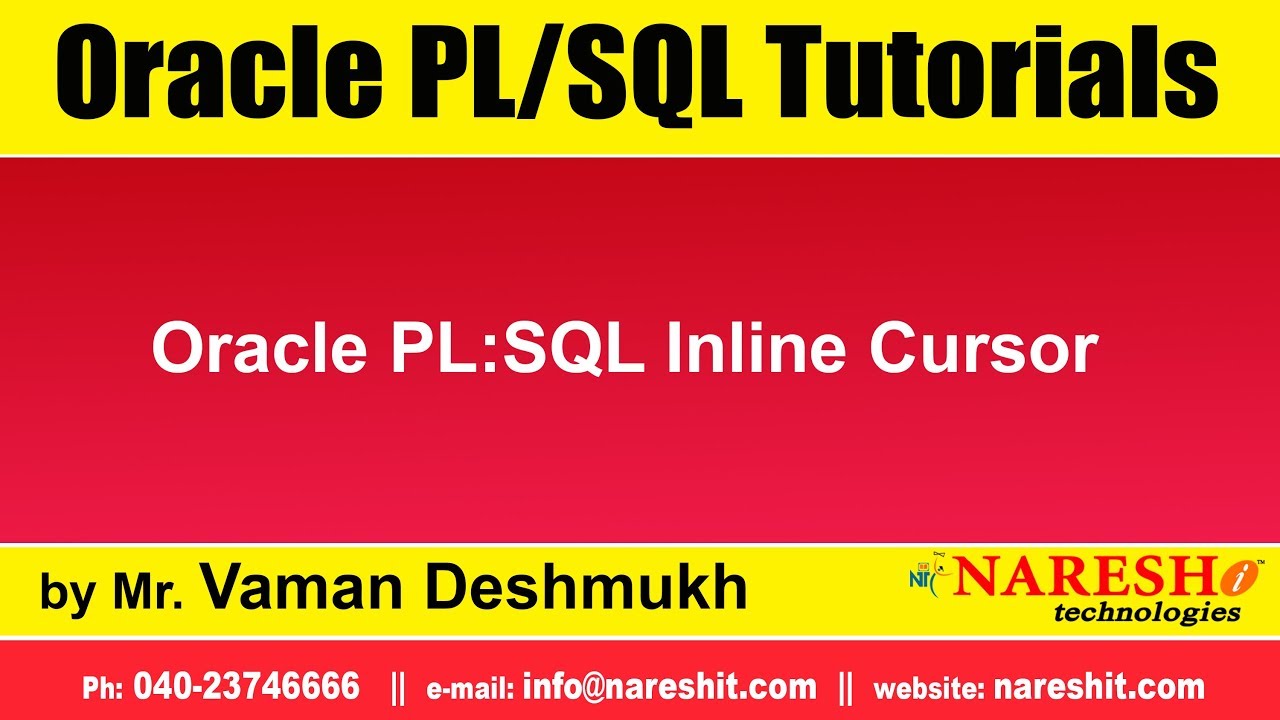 Oracle PL/SQL Tutorials | Oracle PL:SQL Inline Cursor | by Mr.Vaman Deshmukh