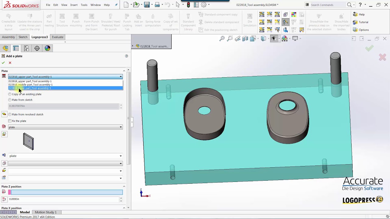 Complete two station transfer die designed in LogoPress