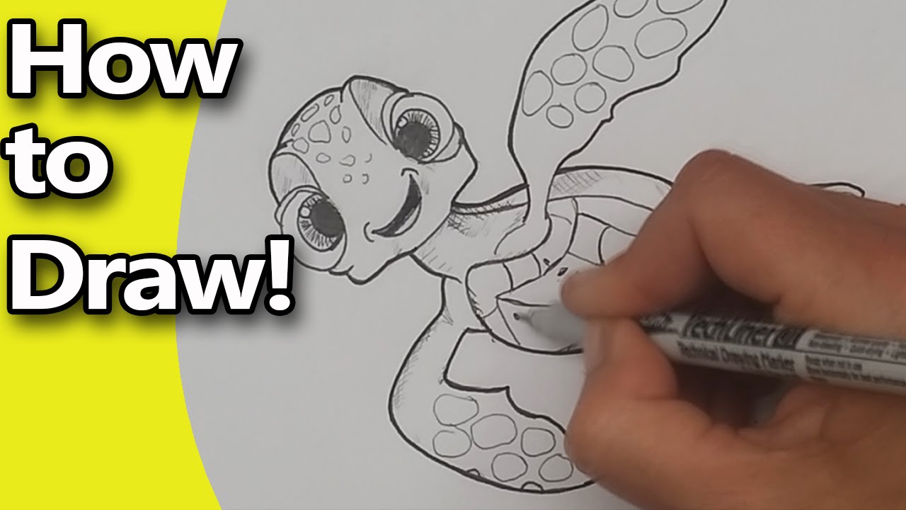 How to Draw Finding Dory Characters | Squirt | Step by Step Narrated Drawing Tutorial