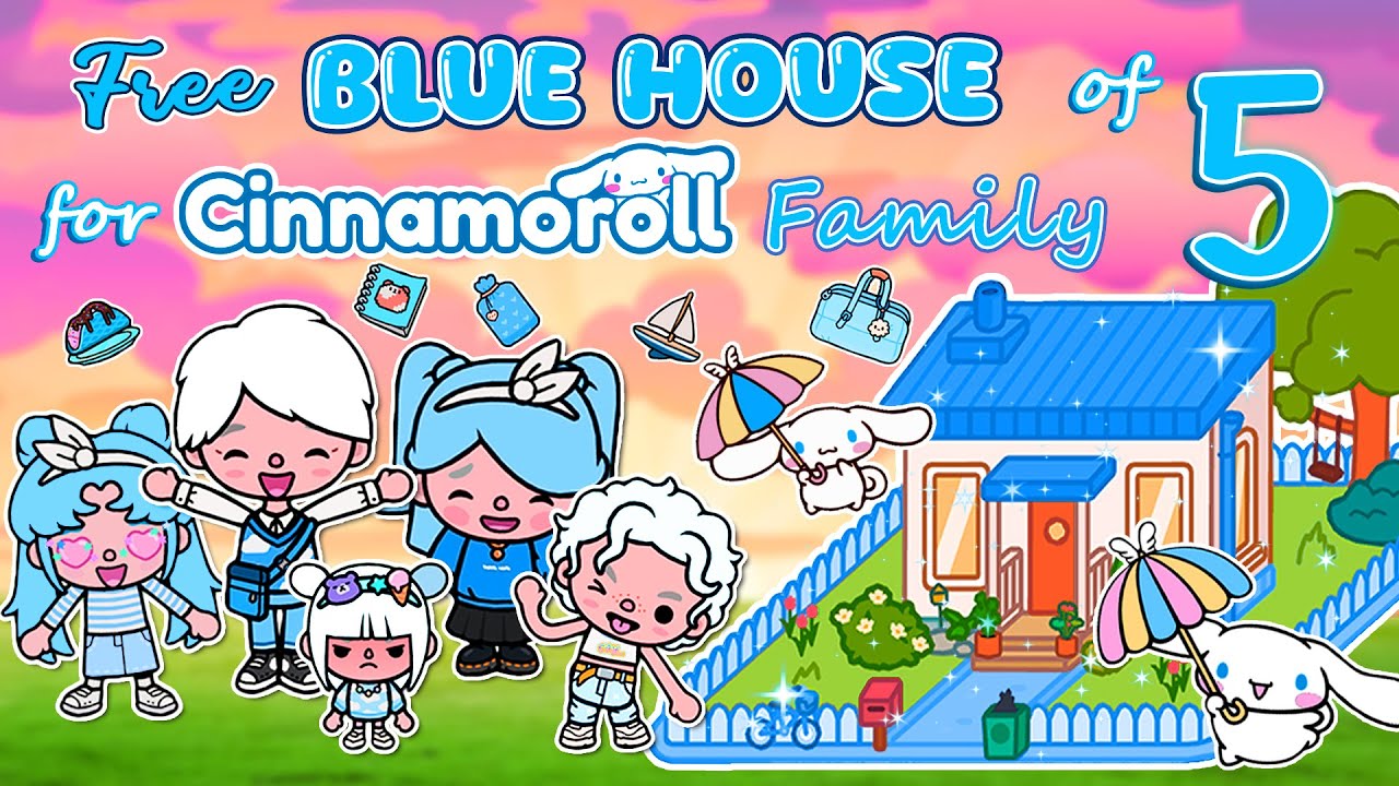 Бесплатный синий дом для семьи из 5 человек CINNAMOROLL 💖 Идеи домов в Toca Boca 😍 Мир Toca Life
