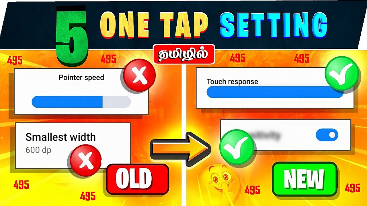 One Tap Setting 🔥 || Top 5 Best Headshot Mobile setting ✅ || All Mobile Headshot setting in tamil