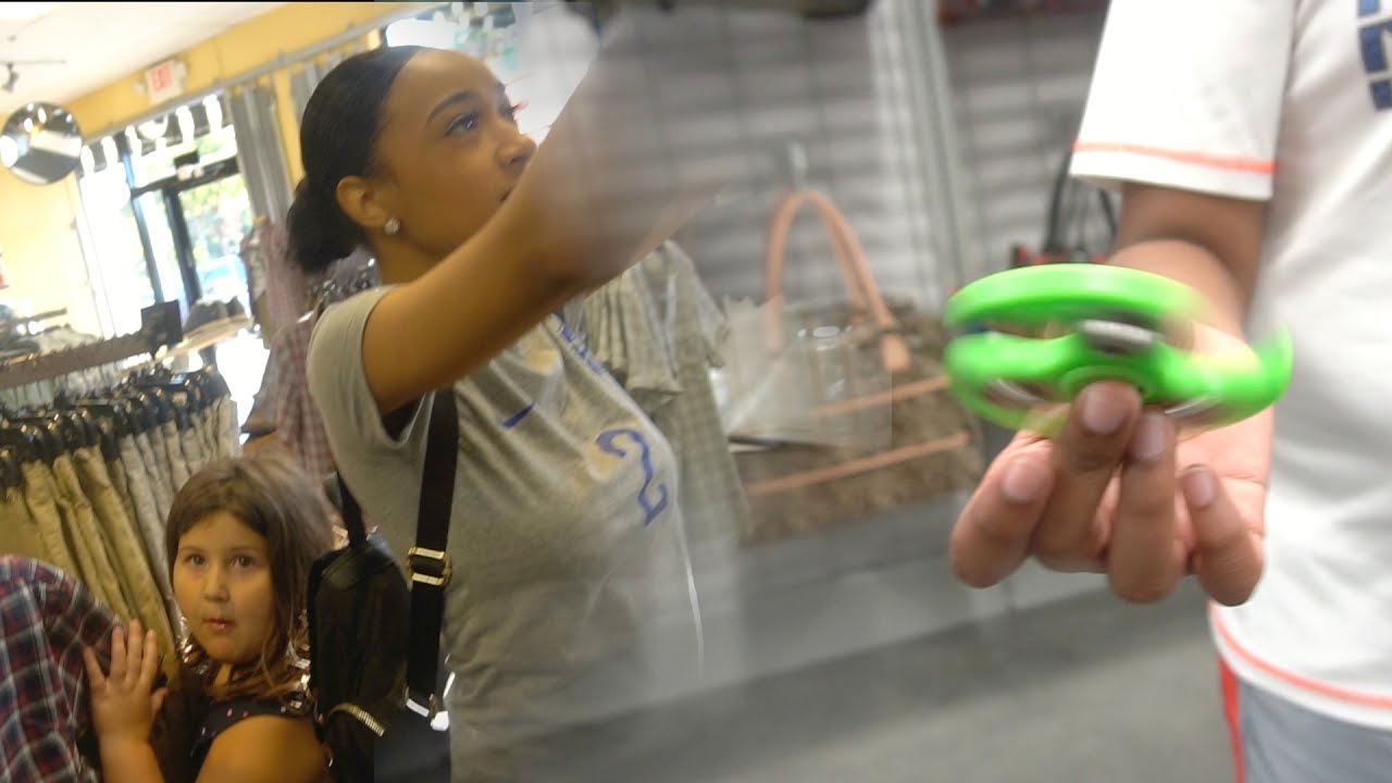 PUSHED HER OUT THE WAY! YOUNGEST TALENTED FIDGET SPINNER! SHE ALMOST LOST HER PHONE!