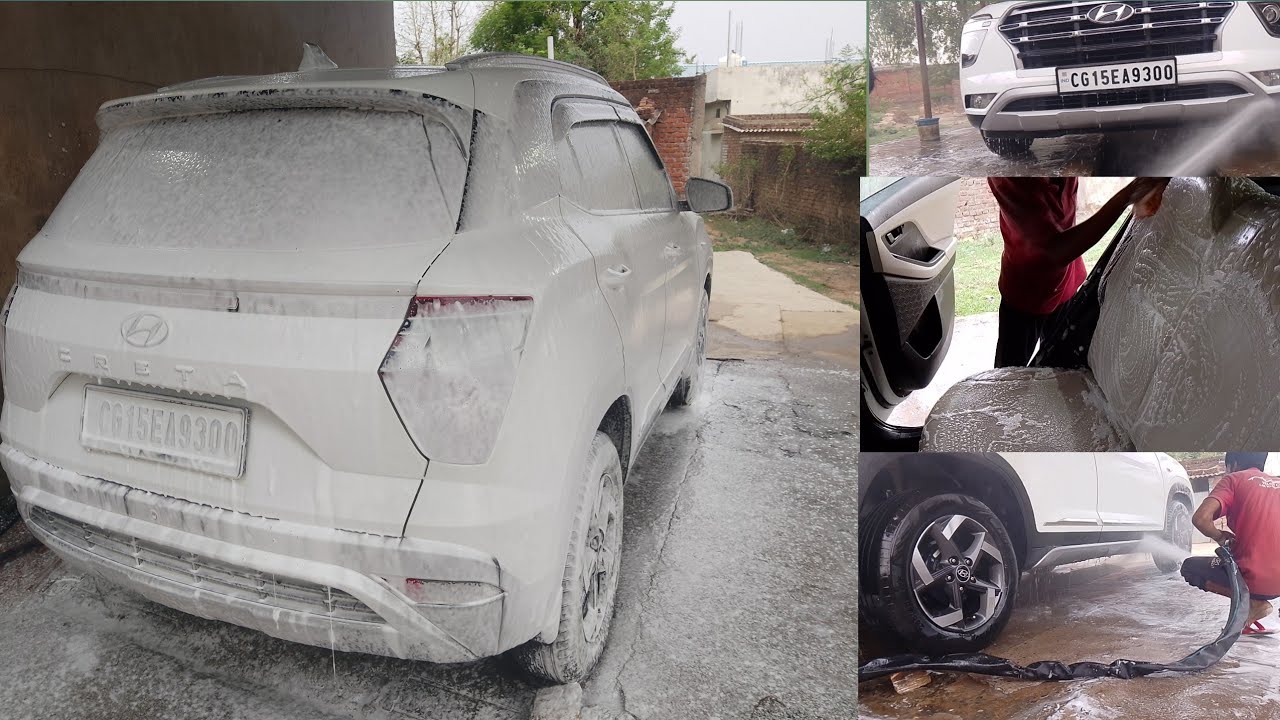 Hyundai creta deep cleaning only 350 #foamwash#carwash#autowash #hundaicreta