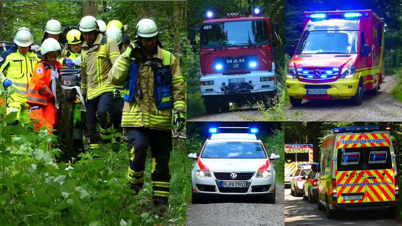 [Großübung im Wald] WF Weihenstephan, WF MTU/MAN, BRK, MKT & AAU üben Rettungskette Forst