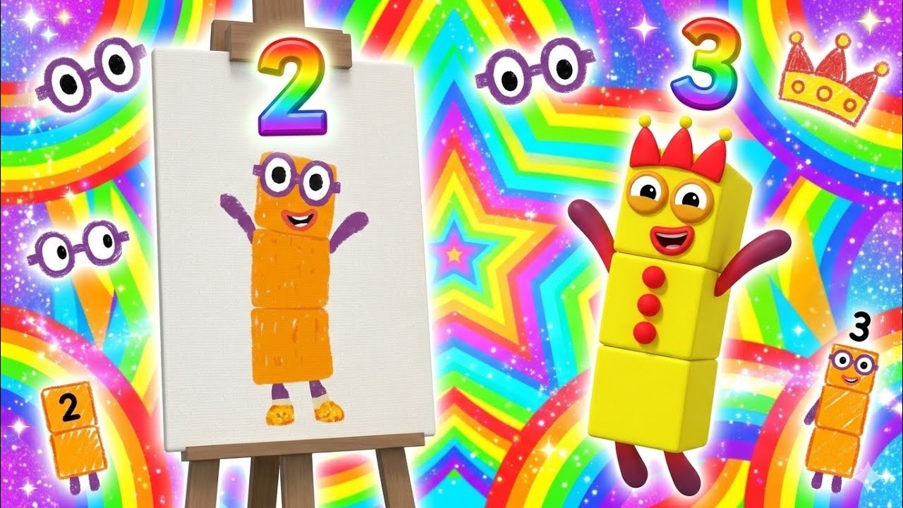 NUMBERBLOCK SATISFIYING VIDEO -  NUMBERBLOCKS SAND PAINTING STAR RAINBOW SKY ADVENTURE ASMR