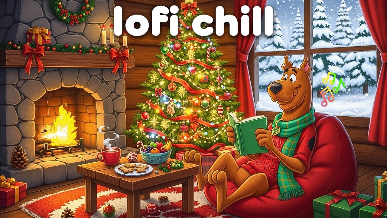 Scooby Doo&rsquo;s Snowy Christmas Cabin ❄️🎄 Cozy Fireplace Crackle & Winter Lofi Chill Beats for Relaxing