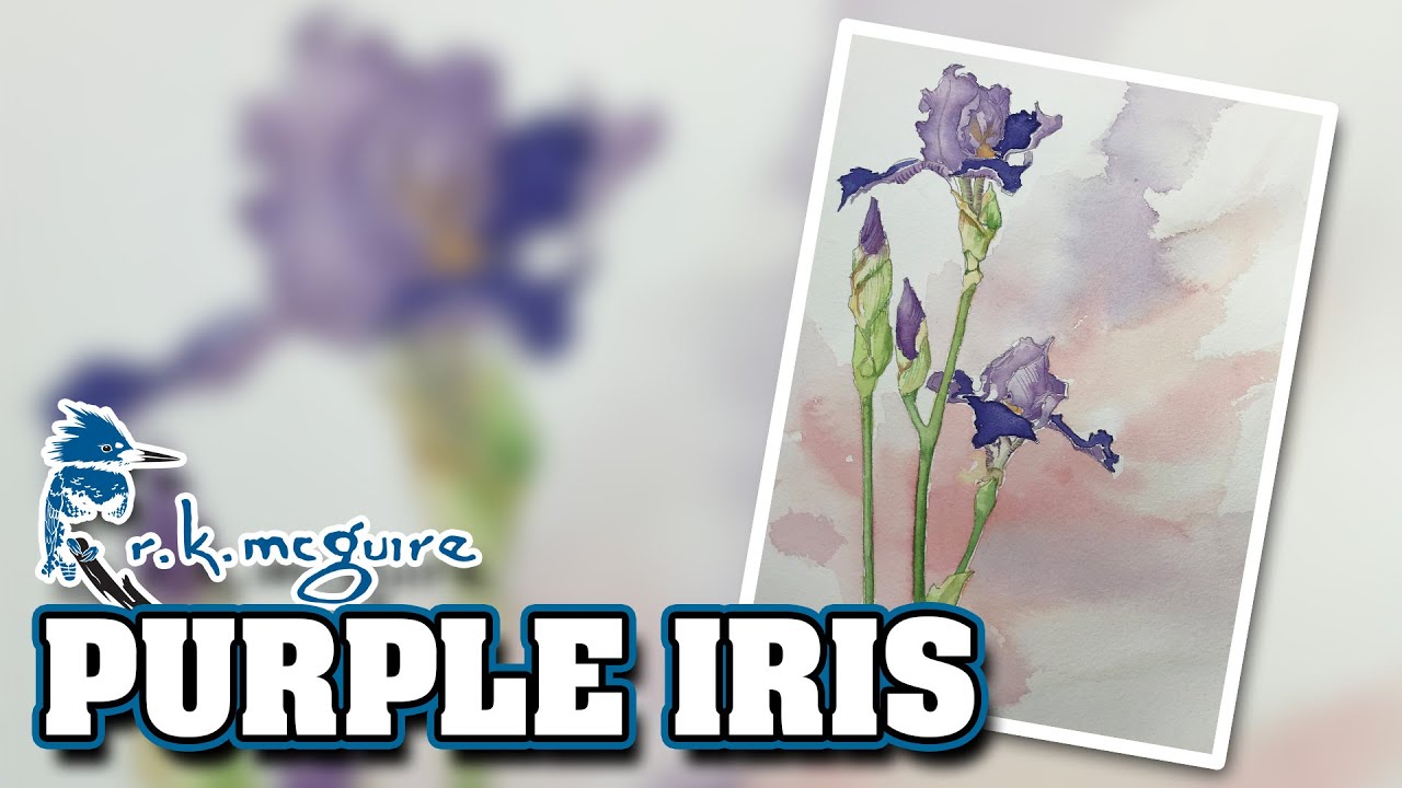How to Watercolor Paint a Purple Iris Flower | R K McGuire