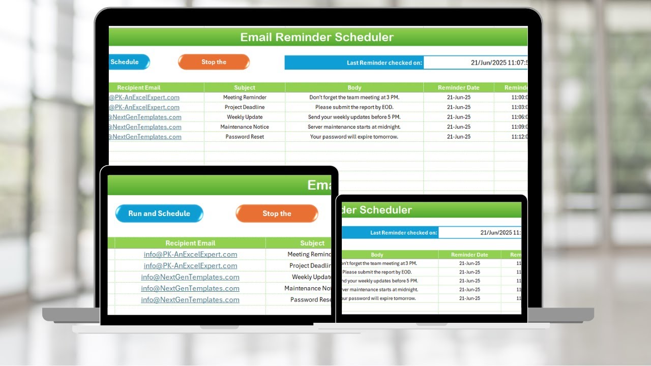 Email Reminder Scheduler in Excel VBA