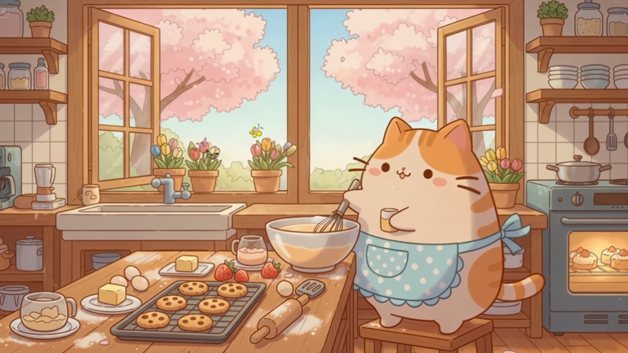 A Cozy Baking Morning with Mochi 🍪🌸 | Relaxing Lofi Beats for Study & Chill 🎧✨
