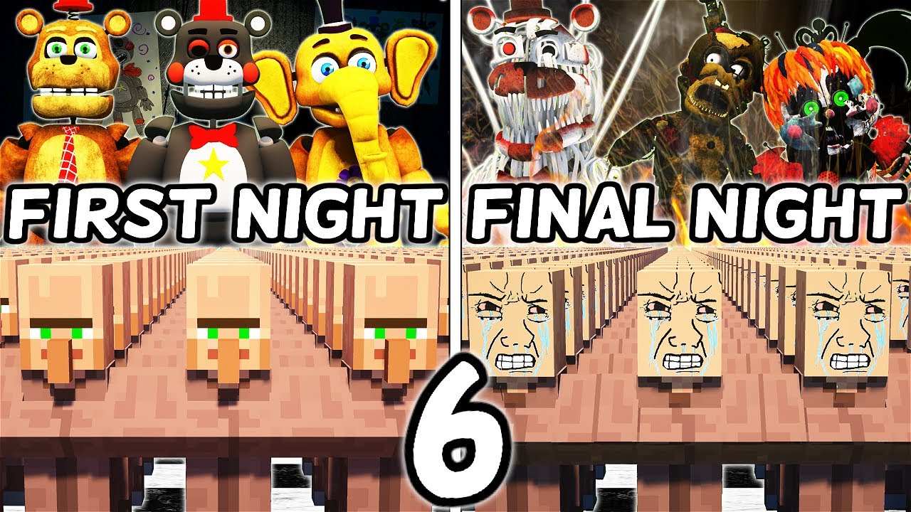 Я заставил 100 жителей деревни симулировать выживание в Five Nights at Freddy's Pizzeria Simulato...