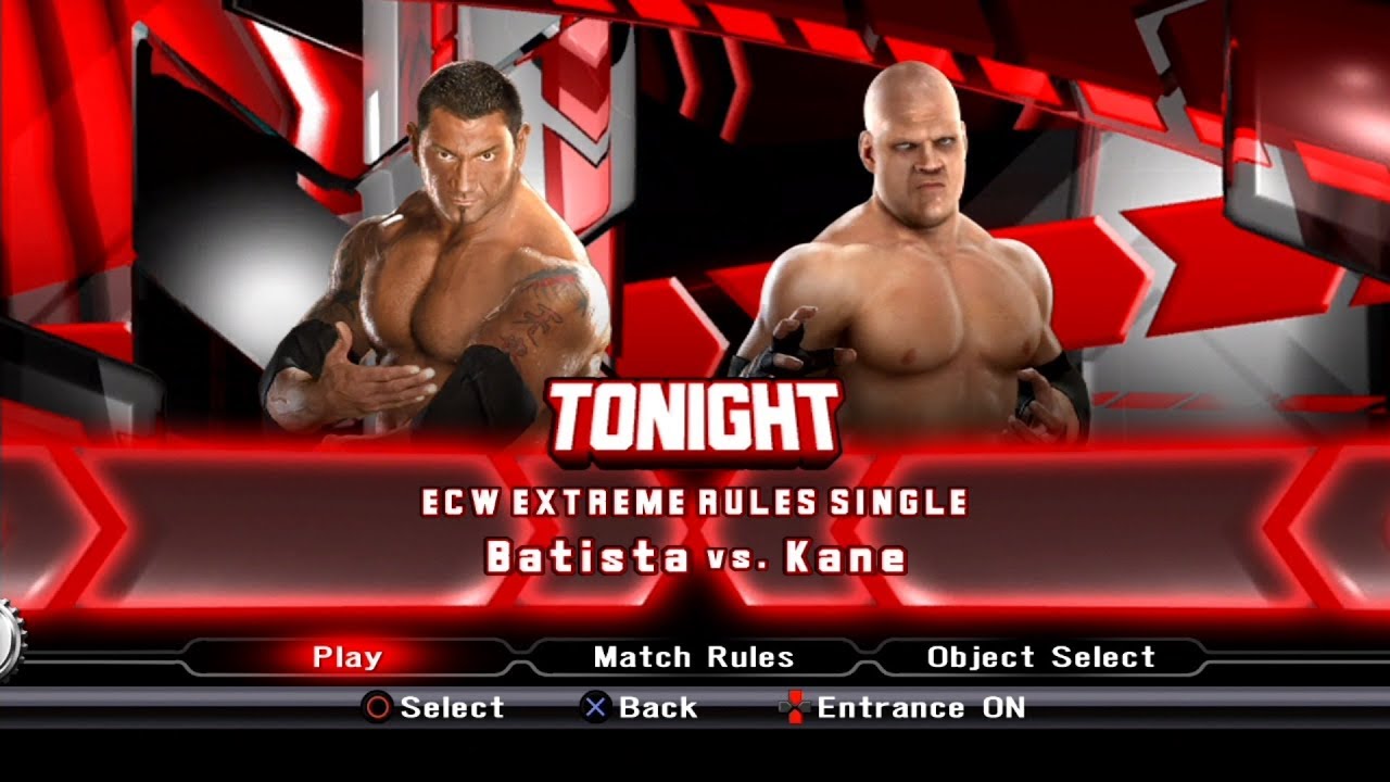 WWE SmackDown VS Raw 2009 PS3 - Batista VS Kane - ECW Extreme Rules