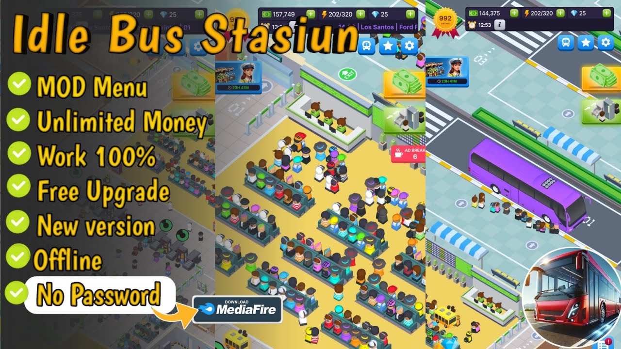 Idle Bus Station MOD 1.4.1 New version | MOD Menu, Unlimited Money, Free Upgrade, Work 100%