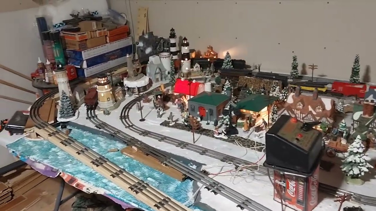The beginning of the o scale train set up