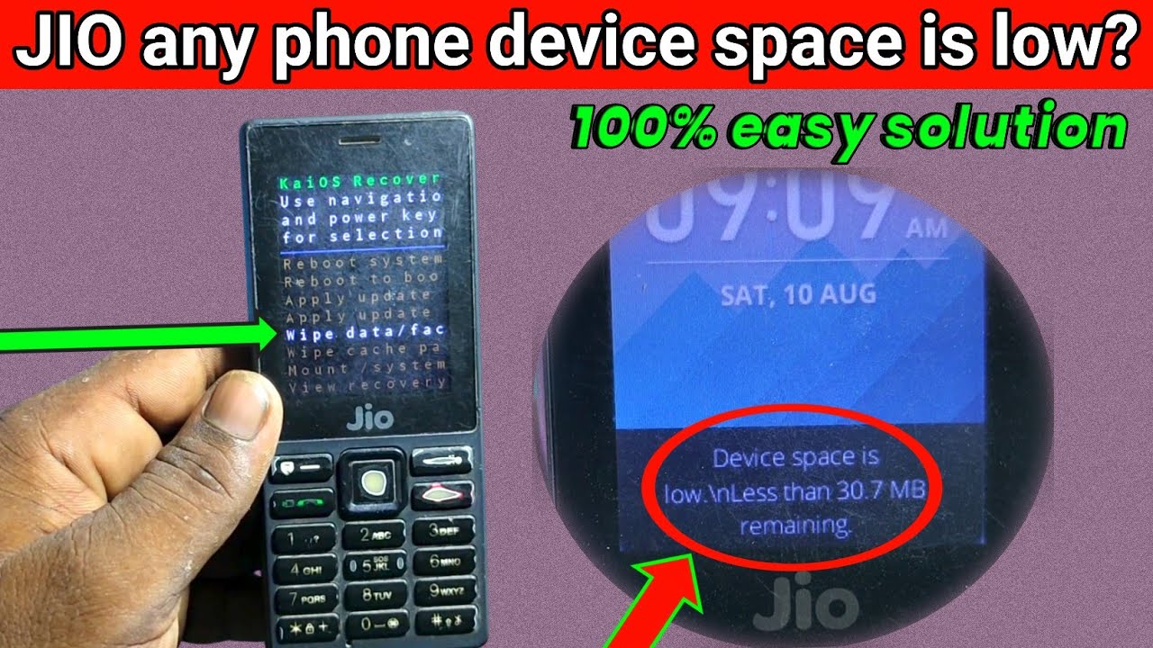 jio f220b f120b f320b device space is low | jio phone device space is low problem | jio hard reset