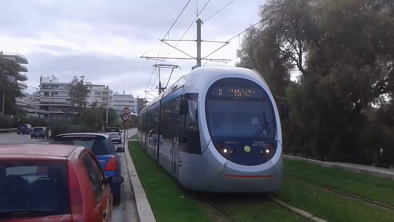 Trams in Athens pikrodafni kalamaki stops 31/10/2017