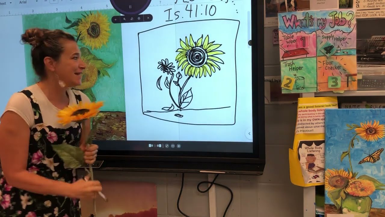 Draw a Sunflower 5 min. Drawing Warmup with Renee Smith