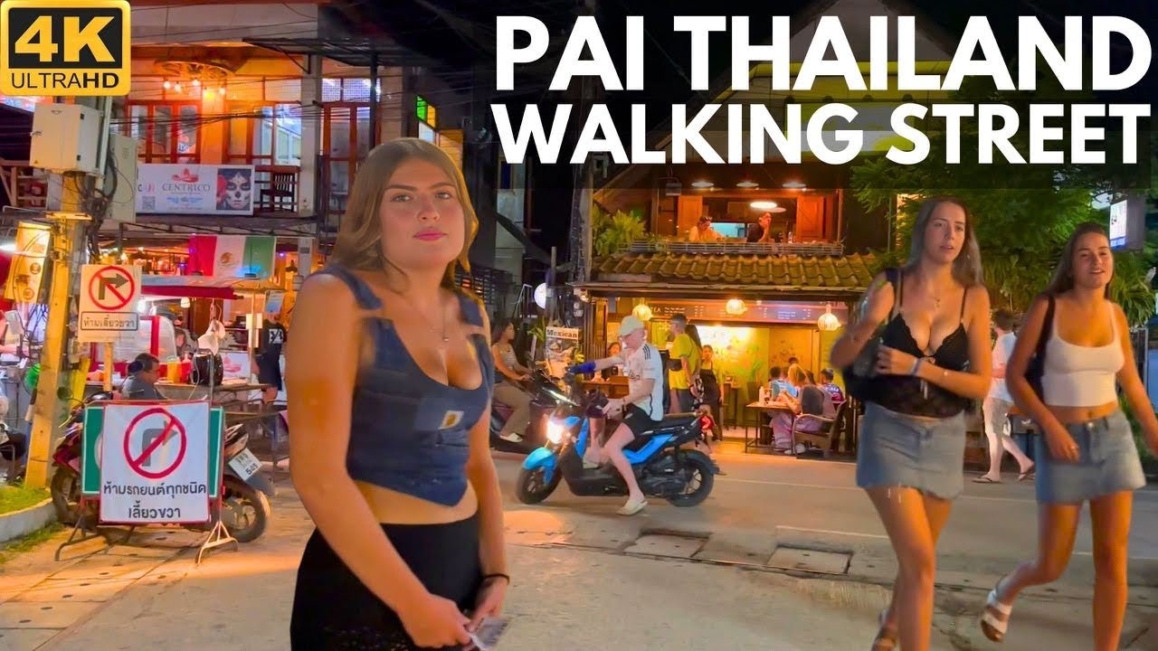[4K] Walking street in Pai. The best town in Northern Thailand 2024