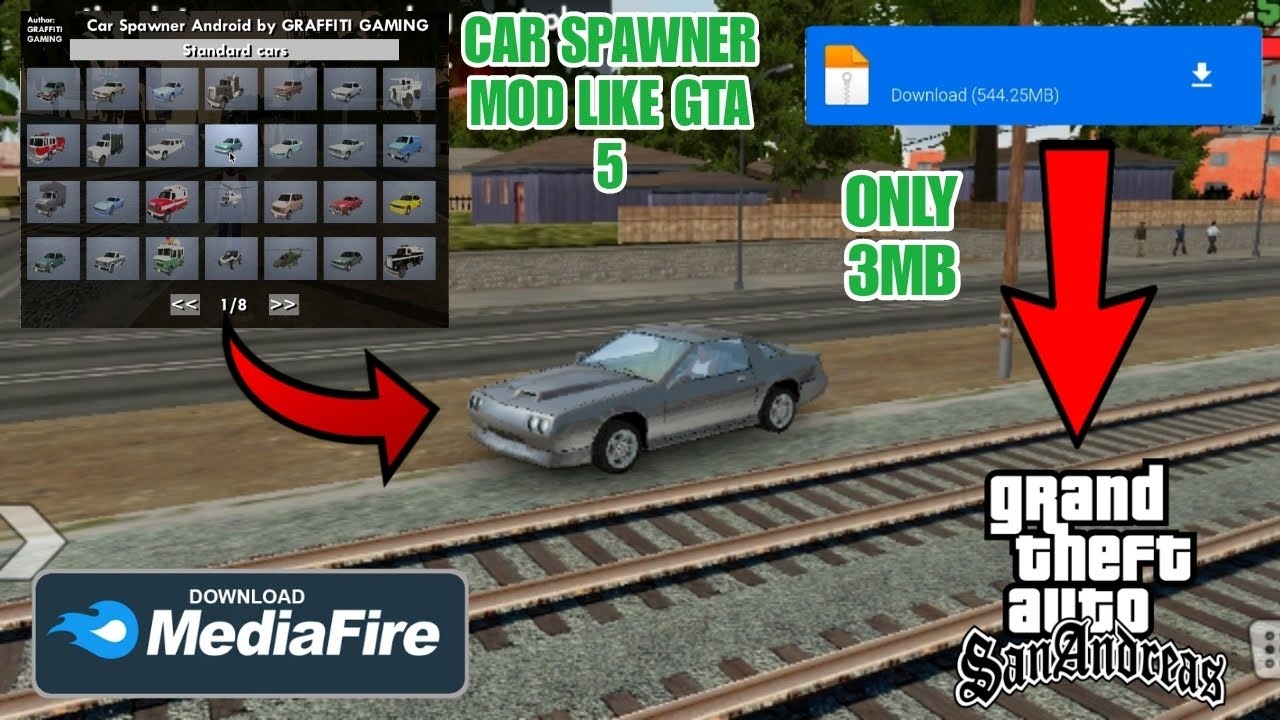 HOW TO INSTALL CAR SPAWNER MOD LIKE GTA 5 IN GTA SAN ANDREAS ANDROID || BY GRAFFITI GAMING ||