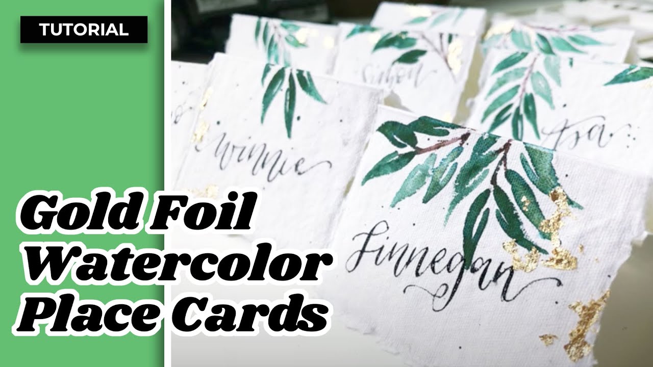 Gold Leaf Watercolor Place Cards Tutorial | Wedding Stationery Inspiration