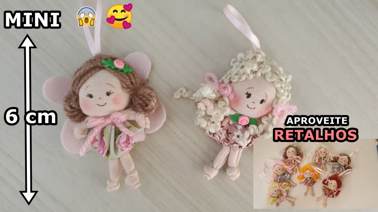 Passo a Passo MINI Boneca de tecido feita  Fuxico, Aproveite retalhos e venda, Boneca Fadinha LINDA
