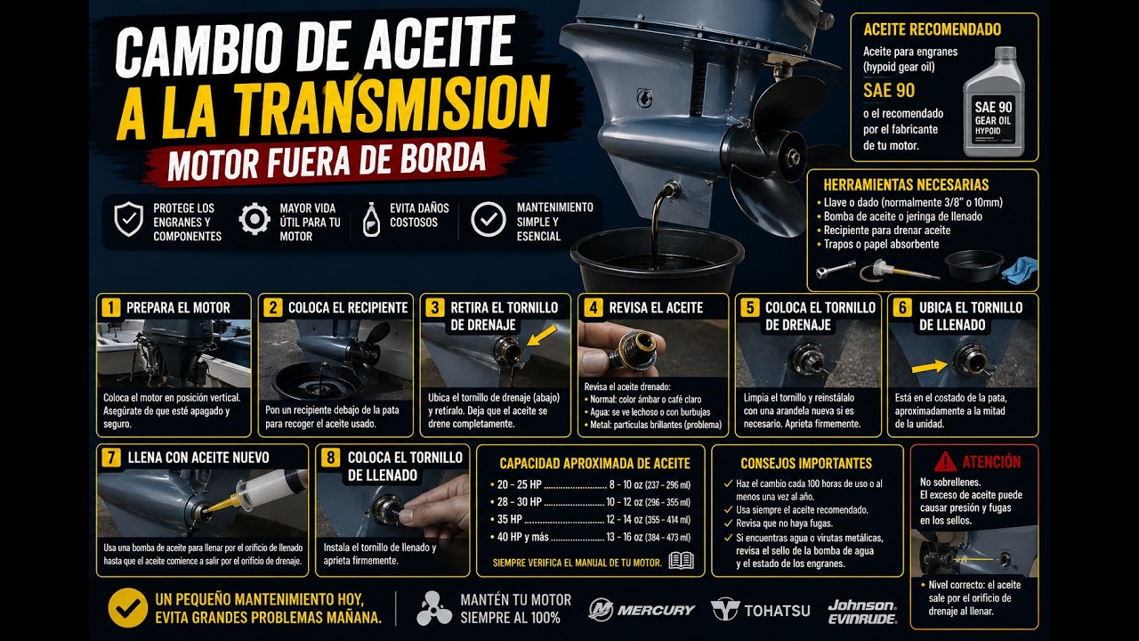 Cambio de Aceite a la Transmisión - Motor fuera de borda