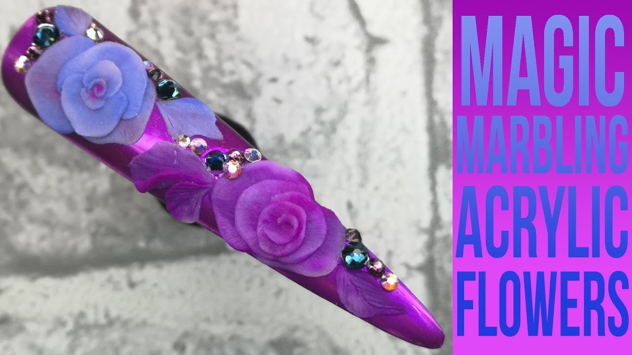 3D OMBRE FLOWERS USING MARBLING ACRYLIC POWDER