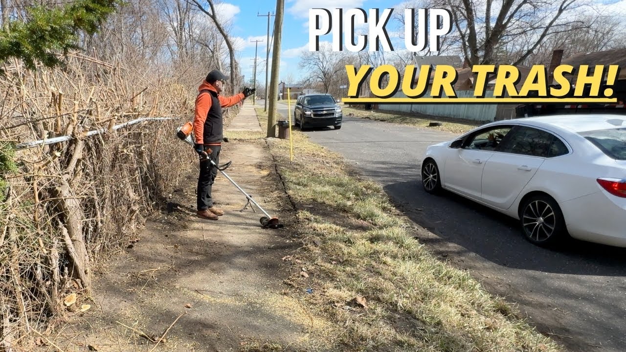 Neighbor PULLS UP on me YELLING while cleaning up sidewalk for Church