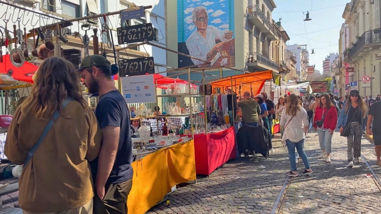[4K] San Telmo Market Walk 🇦🇷 | Buenos Aires’ Most Famous Antique Fair 
