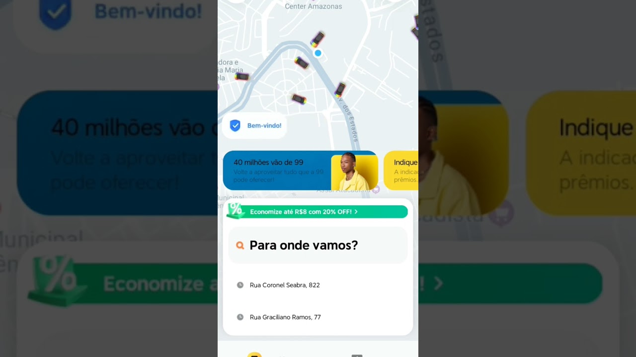 Como chamar um carro aplicativo 99 pop passageiro (v&iacute;deo completo no canal)