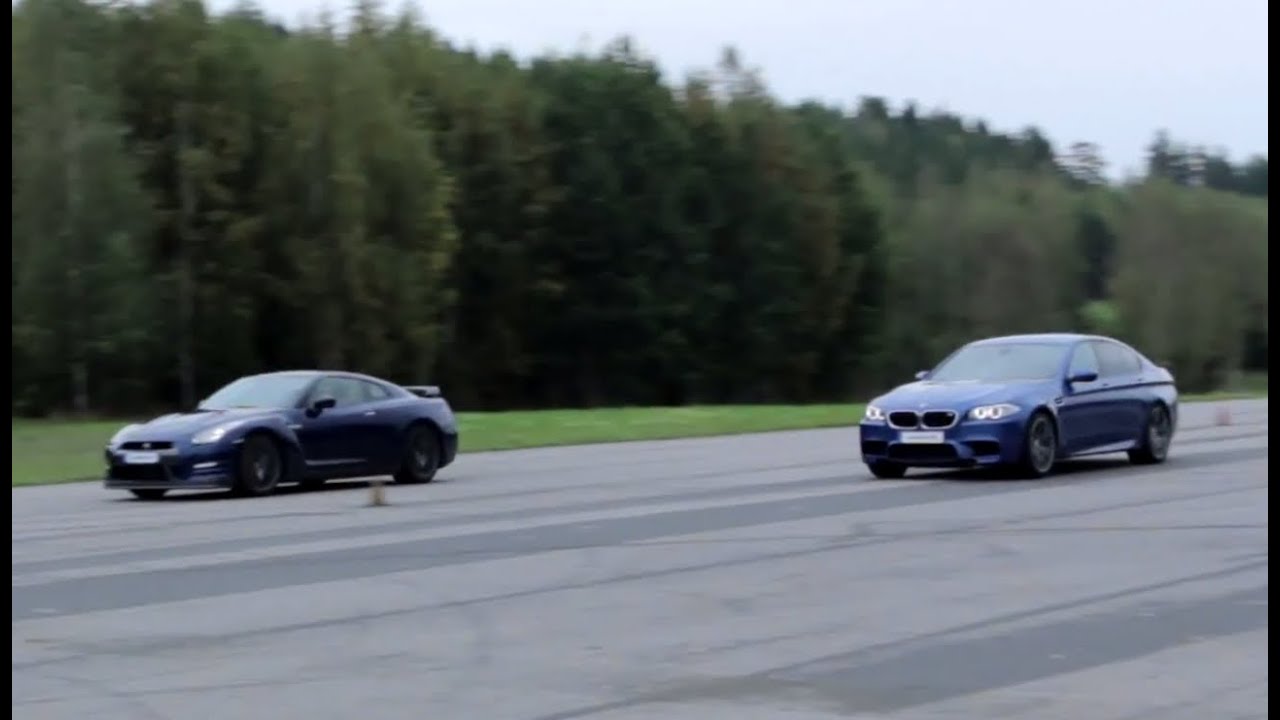 [4k] Nissan GT-R 550 HP (stock) vs BMW M5 Burger Motorsports x 2 races