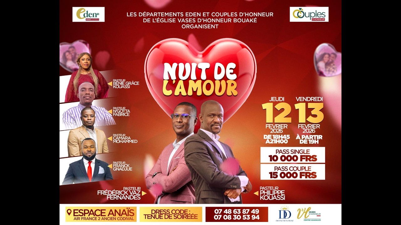 NUIT DE L'AMOUR JOUR1 | 12/02/2026 | Pasteur VAZ FERNANDES Frédérick
