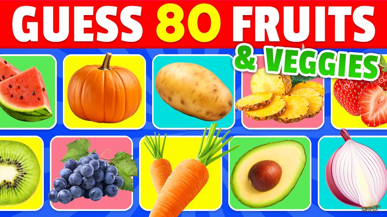Угадайте 80 ФРУКТОВ и ОВОЩЕЙ за 3 секунды 🍌🥕🥔 | 80 различных видов фруктов и овощей