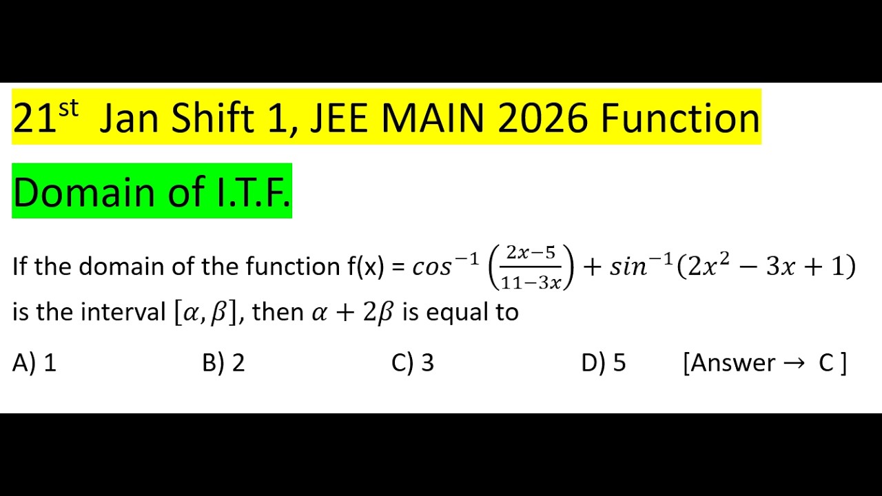 If the domain of the function f(x) = cos^(-1) ((2x-5)/(11-3x))+ sin^(-1) (2x^2-3x+1) is the interval