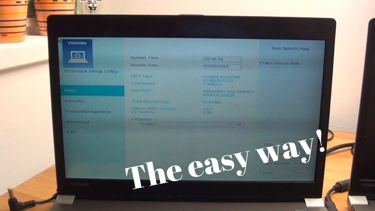 How to enter the BIOS on a Toshida Portege laptop - The easy way!