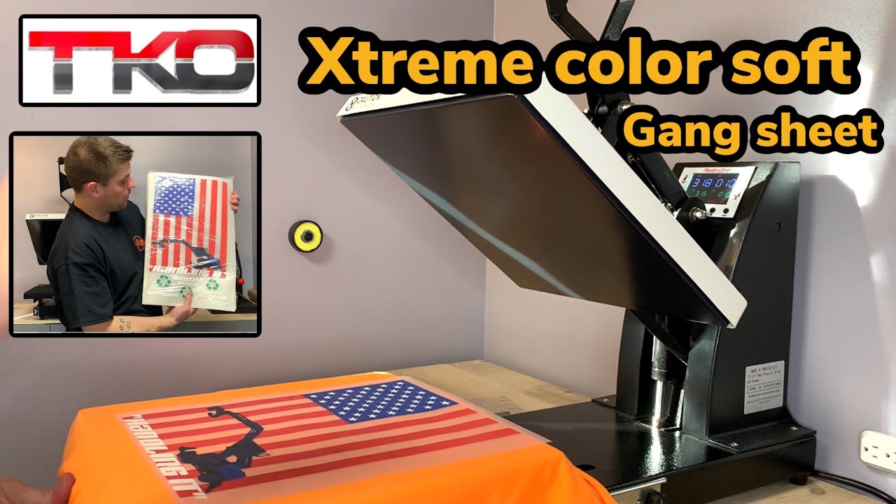 TKO xtreme color soft heat transfers gang sheet ( how to heat press full color transfers )