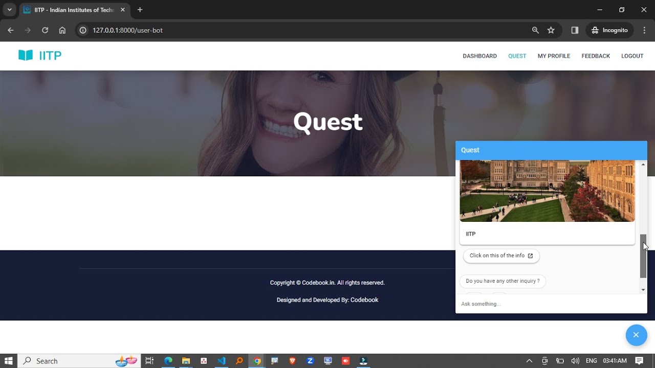CampusBot – AI Chatbot for Easy Campus Navigation and Seamless College Services Assistance | CB1305