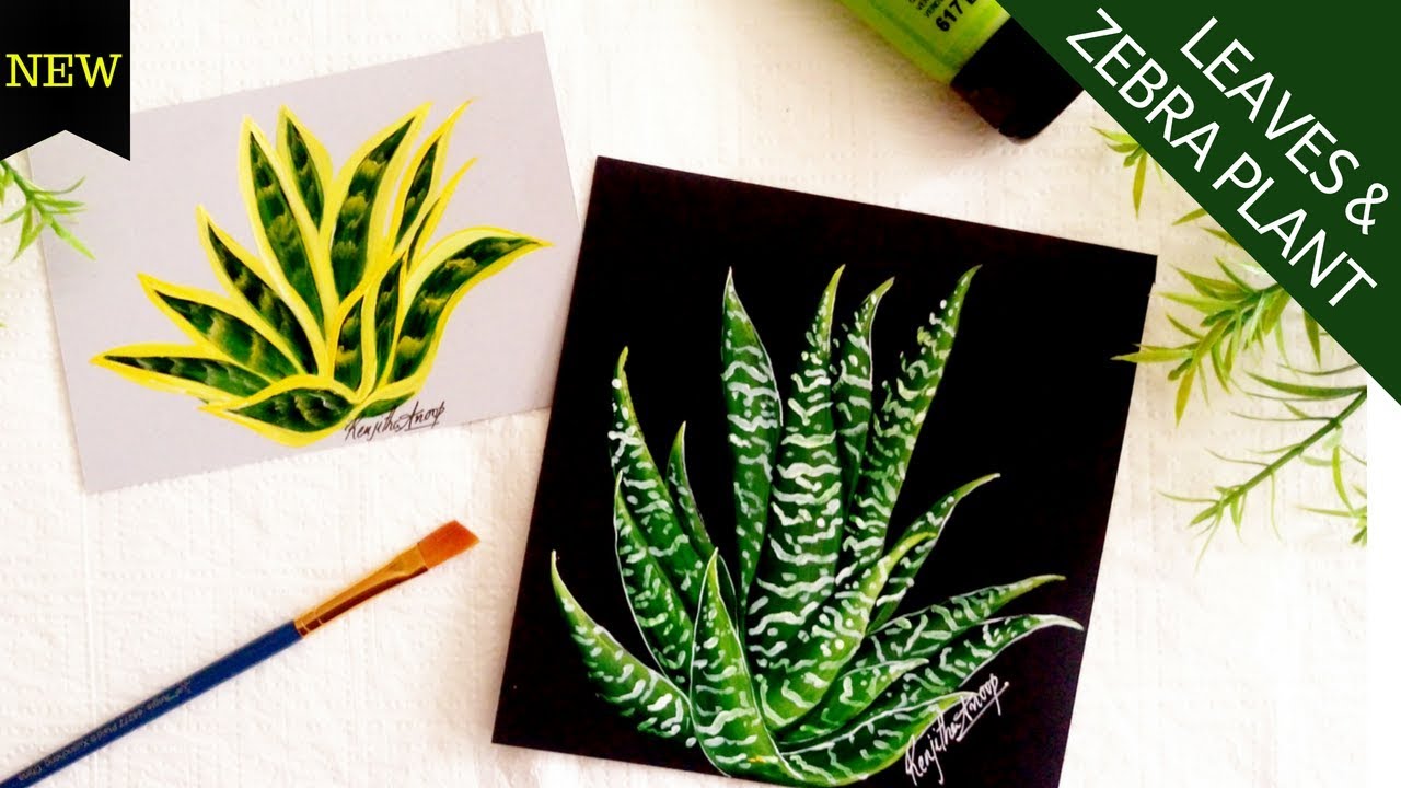Quick and Simple painting | Zebra plant | Leaves | one stroke painting | step by step